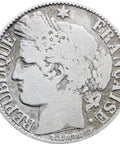 1881 One Franc France Coin Silver