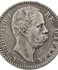 1881 R 2 Lire Italy Coin Umberto I Silver