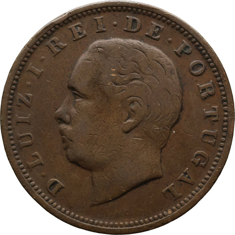 1884 20 Reis Portugal Coin Luiz I
