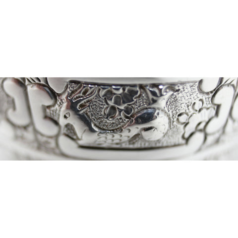 1884 Antique Victorian Era Pair Sterling Silver Salts Decorated with the signs of the Zodiac Silversmiths Charles Stuart Harris London Hallmarks