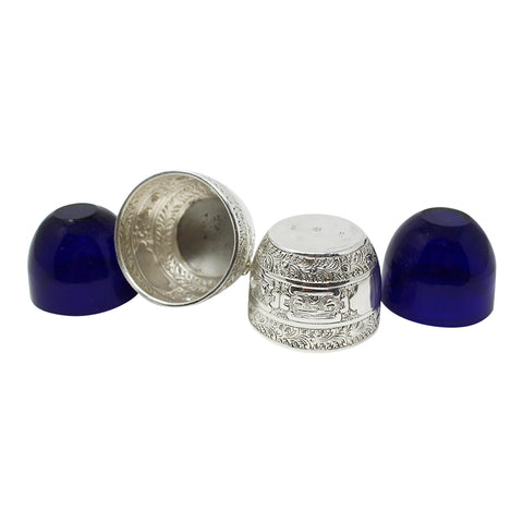 1884 Antique Victorian Era Pair Sterling Silver Salts Decorated with the signs of the Zodiac Silversmiths Charles Stuart Harris London Hallmarks