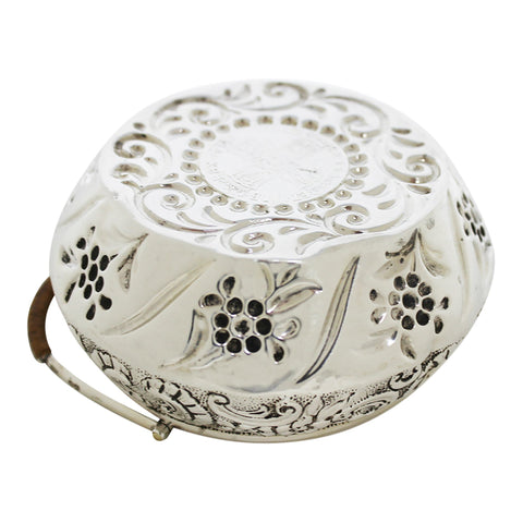 1885 Antique Victorian Era Sterling Silver Basket inset with a William III 1697 Half Crown Silversmith Rosenthal, Jacob & Co (Julius (Judah) Rosenthal & Samuel Jacob) London Hallmarks
