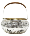 1885 Antique Victorian Era Sterling Silver Basket inset with a William III 1697 Half Crown Silversmith Rosenthal, Jacob & Co (Julius (Judah) Rosenthal & Samuel Jacob) London Hallmarks