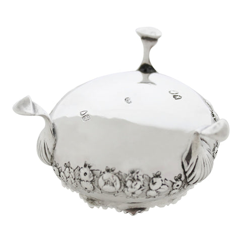 1885 Antique Victorian Era Sterling Silver Salt Pot Silversmith William Evans London Hallmarks