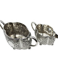 1886 Antique Victorian Era Sterling Silver Cream Jug and Sugar Bowl Silversmith Horace Woodward & Co (Edgar Finley & Hugh Taylor) London Hallmarks