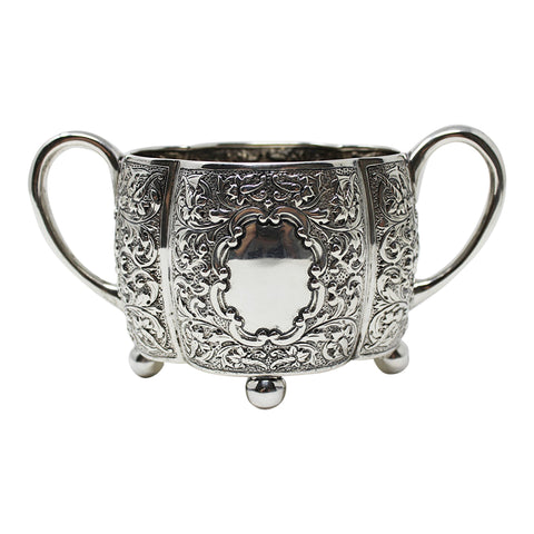 1886 Antique Victorian Era Sterling Silver Cream Jug and Sugar Bowl Silversmith Horace Woodward & Co (Edgar Finley & Hugh Taylor) London Hallmarks