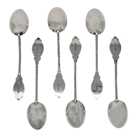 1886 Antique Victorian Era Sterling Silver Set Six Tea Spoons Silversmith Levesley Brothers Sheffield Hallmarks
