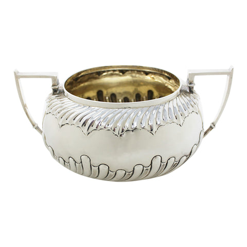 1886 Antique Victorian Era Sterling Silver Tea Set, Tea pot, Sugar Bowl, Milk Jug Silversmiths Martin, Hall & Co (Richard Martin & Ebenezer Hall) London Hallmarks