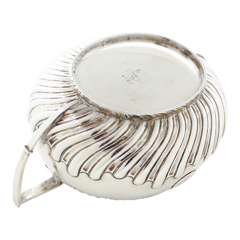 1886 Antique Victorian Era Sterling Silver Tea Set, Tea pot, Sugar Bowl, Milk Jug Silversmiths Martin, Hall & Co (Richard Martin & Ebenezer Hall) London Hallmarks