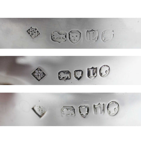 1886 Antique Victorian Era Sterling Silver Tea Set, Tea pot, Sugar Bowl, Milk Jug Silversmiths Martin, Hall & Co (Richard Martin & Ebenezer Hall) London Hallmarks