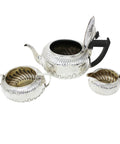 1886 Antique Victorian Era Sterling Silver Tea Set, Tea pot, Sugar Bowl, Milk Jug Silversmiths Martin, Hall & Co (Richard Martin & Ebenezer Hall) London Hallmarks