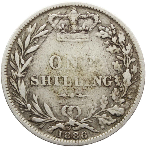 1886 Shilling Queen Victoria Great Britain Silver Coin