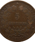 1887 5 Centimes France Coin