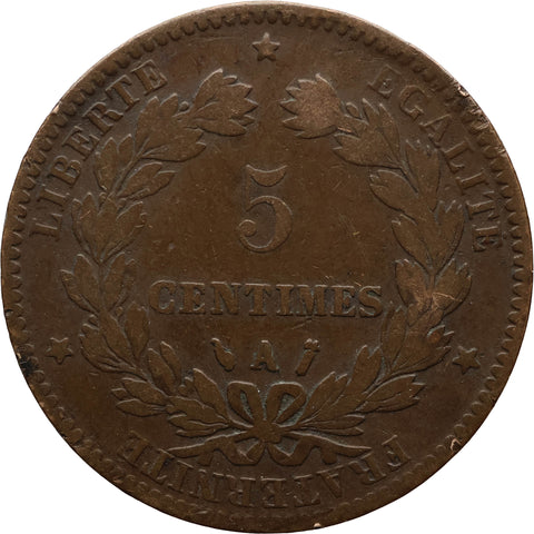 1887 5 Centimes France Coin