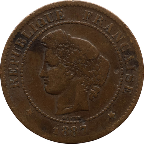 1887 5 Centimes France Coin