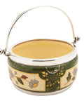 1887 Antique Victorian Era Pottery Solid Sterling Silver Biscuit Sweats Basket William Briggs & Co Sheffield Hallmarks