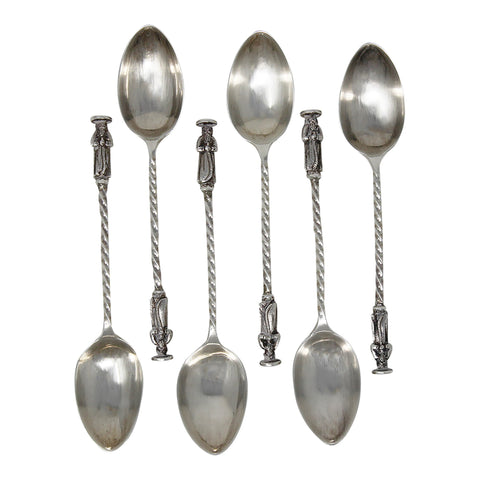 1887 Antique Victorian Era Sterling Silver Apostle Set Six Tea Spoons with original Case Silversmith Josiah Williams & Co (George Maudsley Jackson) London Hallmarks
