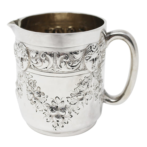 1887 Antique Victorian Era Sterling Silver Cream Jug Silversmith Wakely & Wheeler (James Wakely & Frank Clarke Wheeler) London Hallmarks