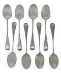 1887 Antique Victorian Era Sterling Silver Set Eight Tea Spoons Silversmith Wakely & Wheeler (James Wakely & Frank Clarke Wheeler) London Hallmarks