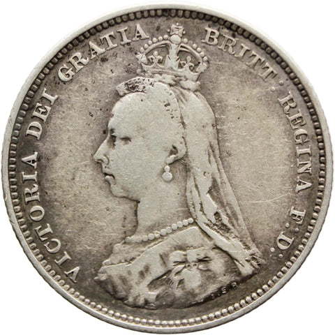 1887 Shilling Queen Victoria Great Britain Silver Coin