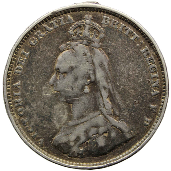 1887 Shilling Queen Victoria Great Britain Silver Coin