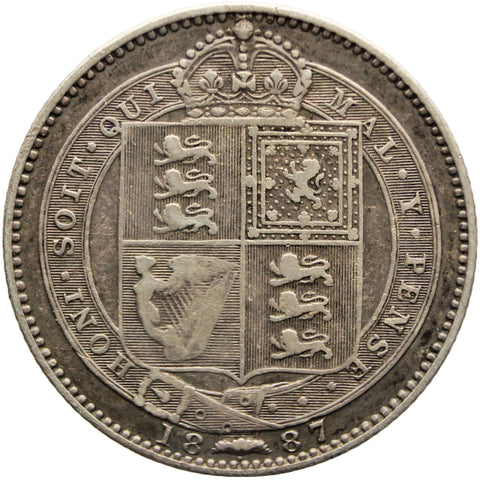1887 Shilling Queen Victoria Great Britain Silver Coin