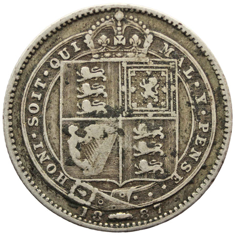 1887 Shilling Queen Victoria Great Britain Silver Coin