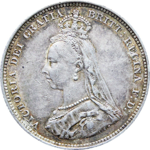 1887 Shilling Queen Victoria Great Britain Silver Coin