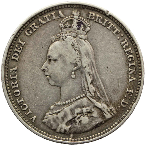 1887 Shilling Queen Victoria Great Britain Silver Coin