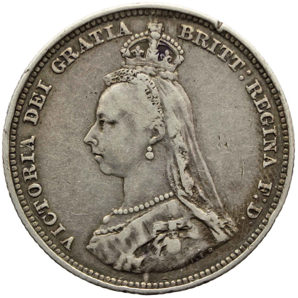 1887 Shilling Queen Victoria Great Britain Silver Coin
