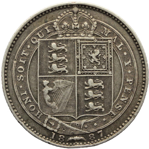 1887 Shilling Queen Victoria Great Britain Silver Coin