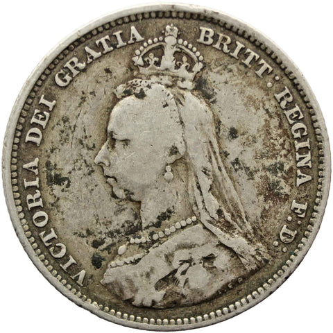 1887 Shilling Queen Victoria Great Britain Silver Coin