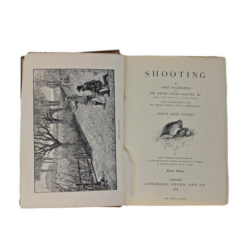 1887 Antique Book The Badmington Library Shooting, Sports and Pastimes in 2 Vol
