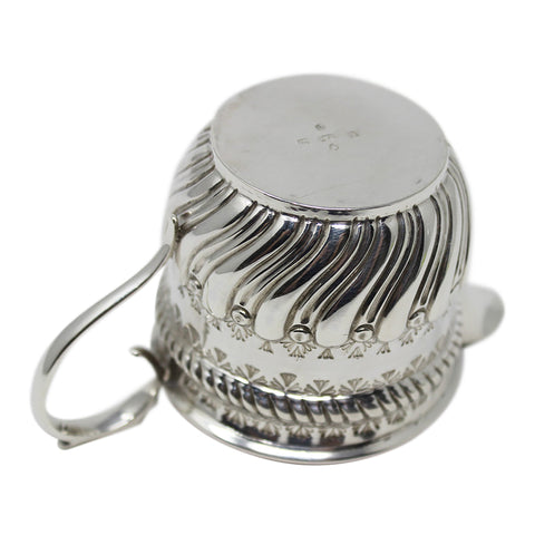 1888 Antique Victorian Era Sterling Silver Cream Jug Silversmith Hilliard & Thomason Birmingham Hallmarks