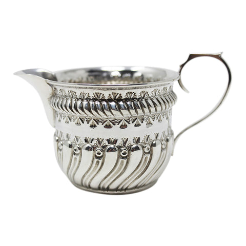 1888 Antique Victorian Era Sterling Silver Cream Jug Silversmith Hilliard & Thomason Birmingham Hallmarks