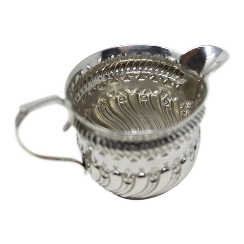 1888 Antique Victorian Era Sterling Silver Cream Jug Silversmith Hilliard & Thomason Birmingham Hallmarks