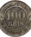 1889 100 Reis Brazil Coin Mint Rio de Janeiro