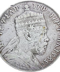 1889 One Birr Ethiopia King Menelik II Silver Large Coin Paris Mint