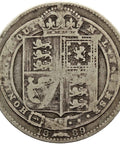 1889 Shilling Victoria Coin Great Britain Silver