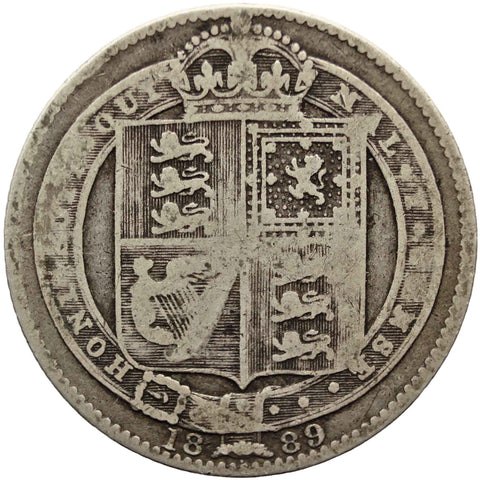 1889 Shilling Victoria Coin Great Britain Silver