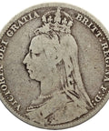 1889 Shilling Victoria Coin Great Britain Silver
