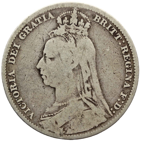 1889 Shilling Victoria Coin Great Britain Silver