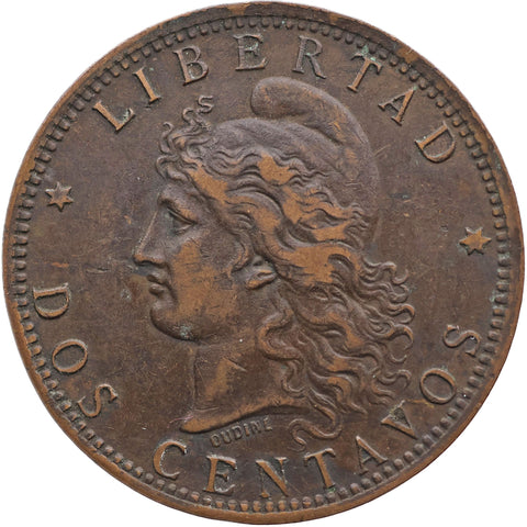 1890 2 Centavos Argentina Coin