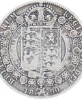 1890 Great Britain Victoria Silver Half Crown Coin