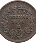 1891 Mo 1 Centavo Mexico Coin