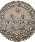 1891 Lira Eritrea Coin Italy Umberto I Silver