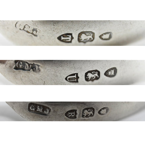 1892 - 1895 Antique Victorian Era Set Six Sterling Silver Apostle Tea Spoons and Sugar Tongs Silversmith Josiah Williams & Co (George Maudsley Jackson) London Hallmarks