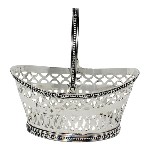 1892 Antique Victorian Era Sterling Silver Pierced Basket Silversmiths Thomas Hayes Birmingham Hallmarks