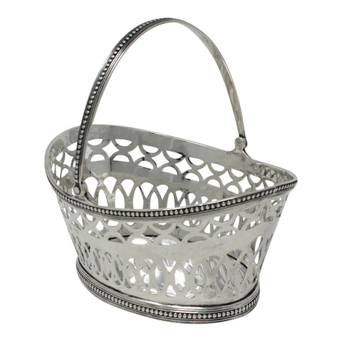1892 Antique Victorian Era Sterling Silver Pierced Basket Silversmiths Thomas Hayes Birmingham Hallmarks