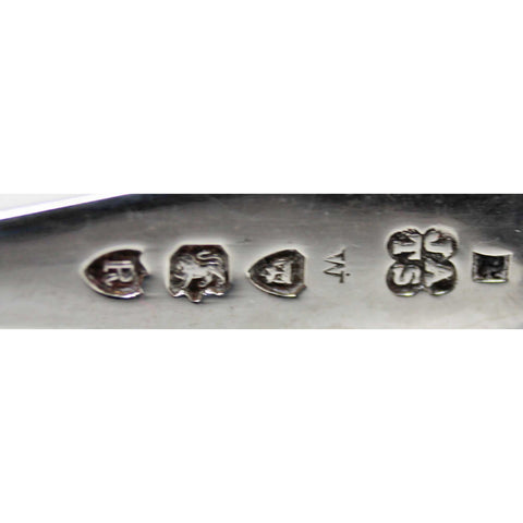 1892 Antique Victorian Era Sterling Silver Set Six Teaspoons and Sugar Tongs Ornately Engraved with Original Box London Hallmarks John Aldwinckle & Thomas Slater Maker